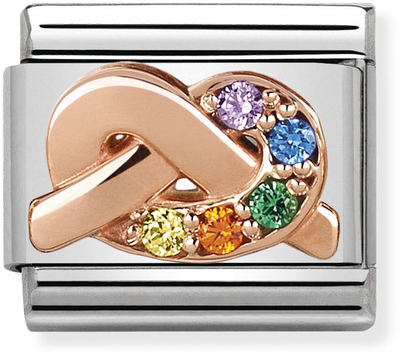 Nomination Classic Rainbow Knot 9ct Rose Gold & Steel Charm 430302/11
