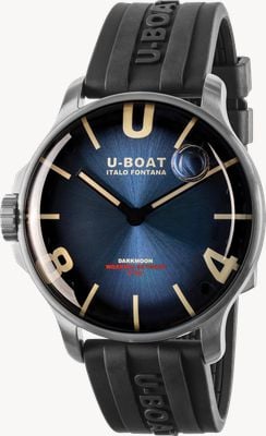 U-Boat Darkmoon ss (46,5 mm) quadrante blu imperiale soleil / cinturino in gomma vulcanizzata nera 8704/E