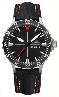 Damasko DK44 Day/Date Automatic TOP (40mm) Black Dial / Black Leather Double-Stitch Strap DK44