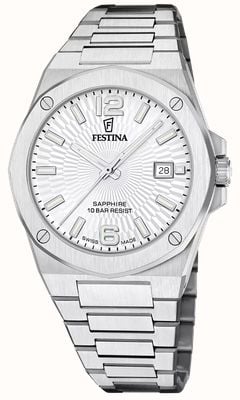 Festina Swiss Made Vallée Quartz (42mm) Silver Dial / Stainless Steel Bracelet F22000/1
