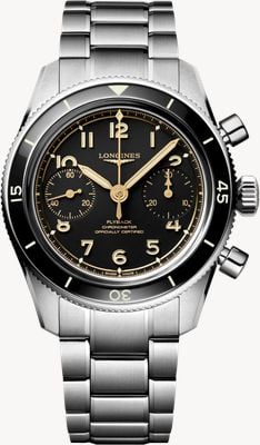 LONGINES Spirit Pilot Flyback Automatik-Chronometer (39,5 mm) schwarzes Zifferblatt / Edelstahlarmband L37214536