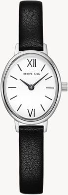 Bering Orologio al quarzo ovale classico (20mm) quadrante bianco / cinturino pelle nera 11020-402