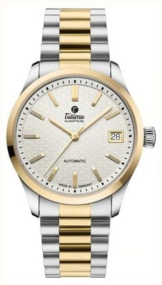 Tutima Glashütte Sky Automatik (34 mm), opalweißes Zifferblatt / zweifarbiges Edelstahlarmband 6705-22