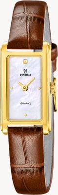 Festina Mademoiselle 石英腕表（25毫米）珍珠贝母表盘 / 棕色皮表带 F20770/2
