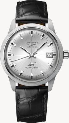 LONGINES Ultra-Chron Classic Automatic Chronometer (37mm) Sunray Silver Dial / Black Alligator Leather Strap L25374722