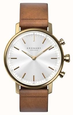 Kronaby Smartwatch híbrido quilate (38 mm) mostrador preto / pulseira de couro italiano marrom (a1000-0717) S0717/1