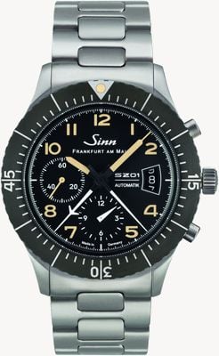 Sinn 156.1 e Pilotenchronograph Automatik in limitierter Auflage (43 mm), schwarzes Zifferblatt/Stahlarmband und Bandset 156.031