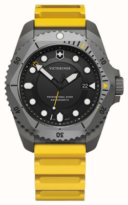 Victorinox Dive pro quartzo (43 mm) mostrador preto / pulseira de borracha amarela 241992