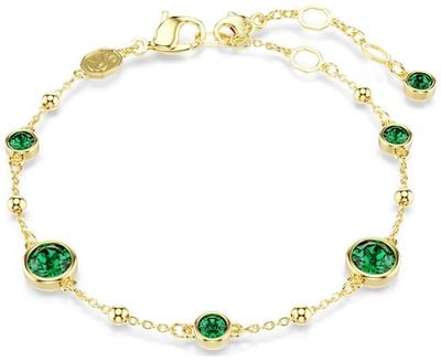 Swarovski Imber Bracelet Round Cut, Green, Gold-tone Plated 5730676