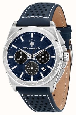 Maserati Velocità Quartz Chronograph (43mm) Blue Dial / Blue Leather Strap R8871652001