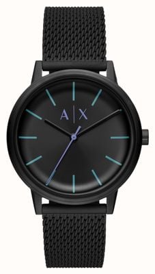 Armani Exchange Mostrador preto masculino (42 mm) / pulseira de malha de aço inoxidável preta AX2760