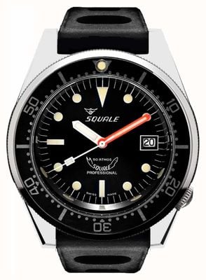 Squale 1521 Classic (42 mm) schwarzes Zifferblatt / schwarzes Tropic-Armband 1521CL.NT