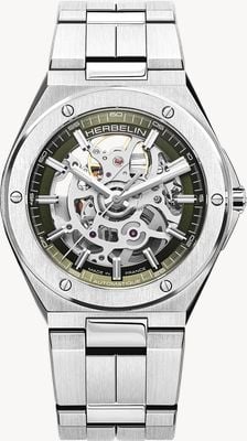 Herbelin Orologio scheletrato automatico (40,5 mm) con quadrante scheletrato argentato e bracciale in acciaio inossidabile 1645BSQ116