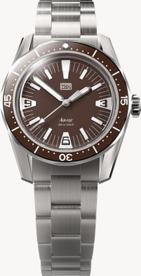 HTD Relógio Aquatìc spaceboy automático skindiver (39mm) mostrador marrom espresso / pulseira de aço inoxidável 323 AQUATIC-SPACEBOY-BROWN