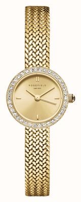 Rosefield Mini Small Edit Gold (20.4mm) Champagne Gold Sunray Dial / Gold-Plated Stainless Steel Mesh Bracelet MCGMG-M03