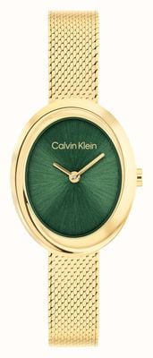 Calvin Klein Twisted Bezel (24mm) Green Dial / Gold PVD Stainless Steel Bracelet 25100152