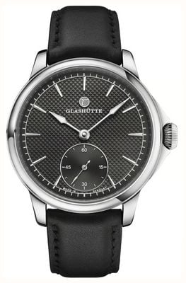Tutima Glashütte Patria Small-Second Manual Winding (41mm) Anthracite Décor Dial / Black Calfskin Strap 6612-01