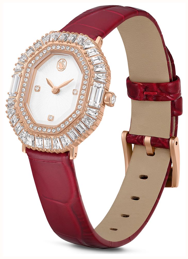 Swarovski Matrix octagon watch Leather strap, Rose gold tone, Rose gold-tone finish Watch 5746375 - alternatieve weergave 2