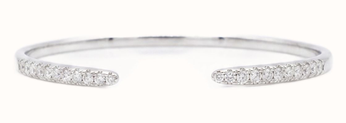 Sterling Silver CZ Pave Set Cuff Bangle G4431