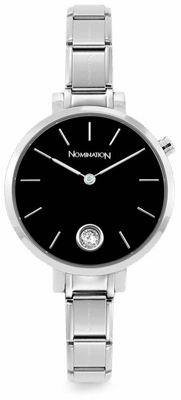 Nomination PARIS Watch With Steel Band ROUND With Zircon Black 076033/012