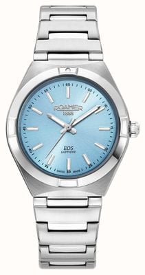 Roamer Eos Classic (34 mm) feminino, mostrador azul claro / pulseira de aço inoxidável 982847 41 05 20