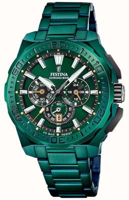Festina Chrono Bike 2025 Special Edition (45.5mm) Green Dial / Green PVD Stainless Steel Bracelet F20730/1