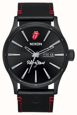 Nixon Rolling Stones Sentinela couro preto e vermelho A1354-001-00