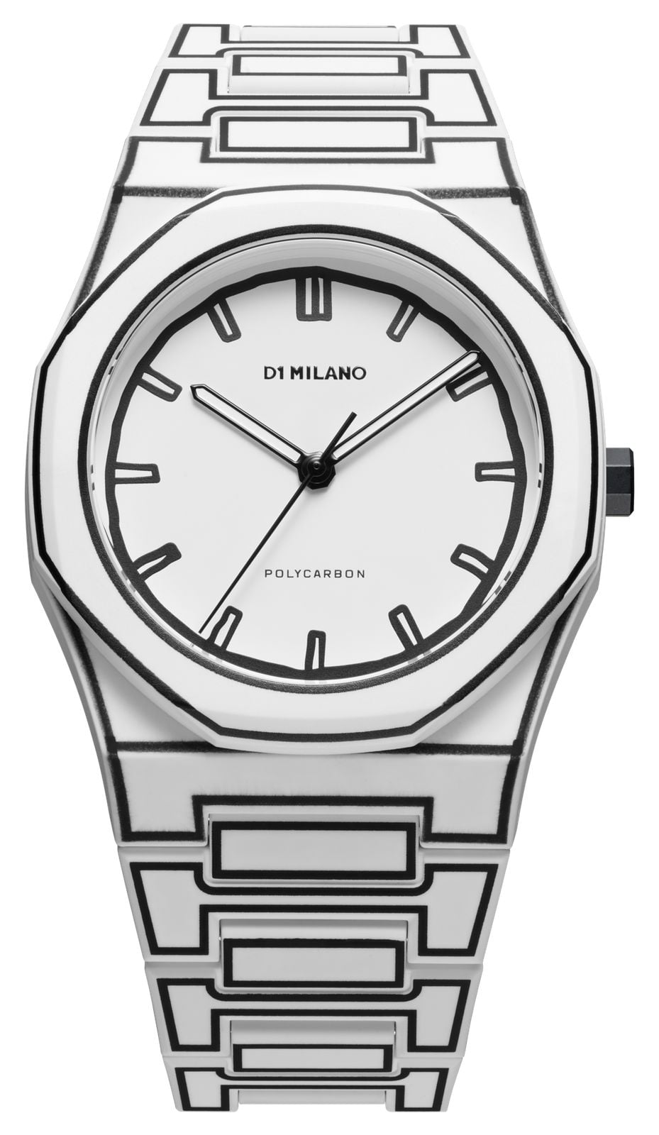 D1 Milano en polycarbonate blanc (40,5 mm), cadran montre