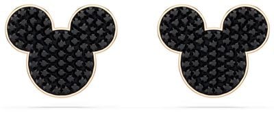 Swarovski Mickey & Minnie stud earrings, Black, Rose gold-tone plated 5737560