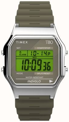 Timex 80 pantalla digital verde / correa de resina verde TW2V41100