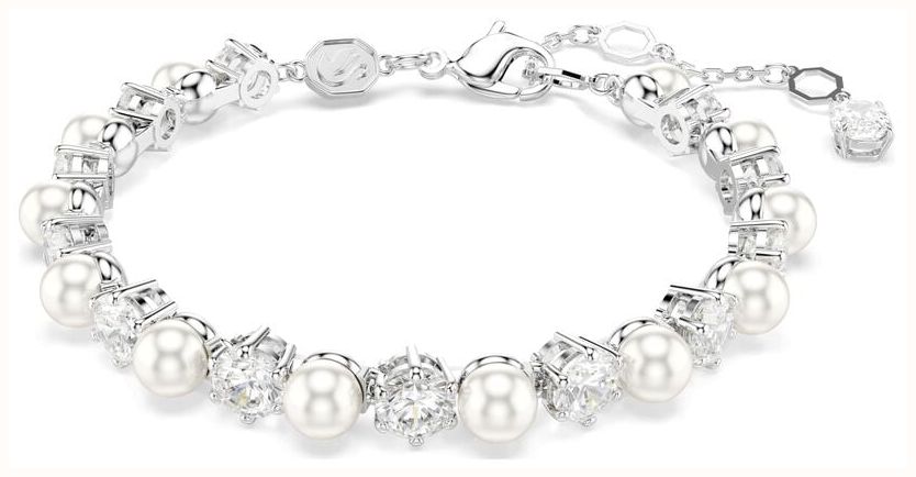 Swarovski Matrix Tennis Bracelet Crystal Pearls White Crystals