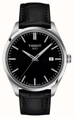 Tissot Pr 100 quartz (40 mm) zwarte wijzerplaat / zwarte leren band T1504101605100