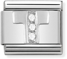 Nomination Classic Letter T Sterling Silver & Steel Cubic Zirconia Charm 330301/20