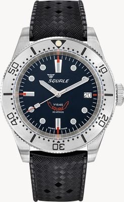 Squale 1545 Steel Black (40mm) Black Dial / Black Homage Tropic Rubber Watch 1545SSBK.HT