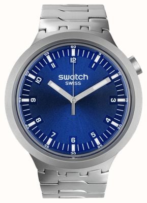 Swatch Hora índigo con gran ironía y negrita (47 mm), esfera azul marino/acero inoxidable SB07S102G