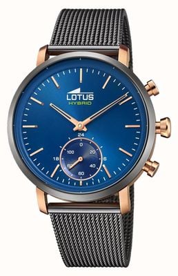 Lotus relógio conectado dos homens | mostrador azul | pulseira de malha de aço cinza L18805/2