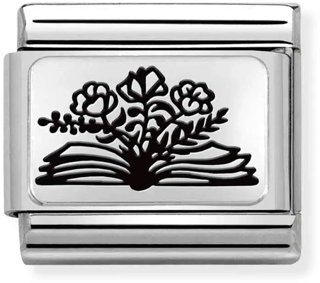 Nomination Classic PLATES Steel And Silver Sterling Silver Book Flowers Charm 330111/27