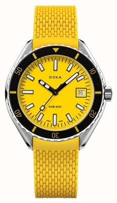 DOXA Sub 200 Divingstar (42 mm) met iconische gele wijzerplaat / gele FKM rubberen band 799.10.361.31