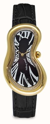 Exaequo Melting Watch Classic PVD Yellow Gold (28mm) Black Dial / Black Croco Leather Strap EX0002.0001