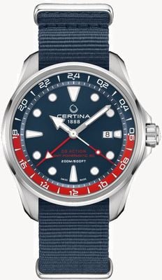 Certina Ds action gmt | cinturino in tessuto blu | quadrante blu | automatico C0324291804100