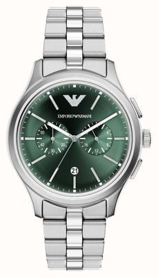 Emporio Armani Cronógrafo Dario (42 mm), esfera verde / brazalete de acero inoxidable AR11746