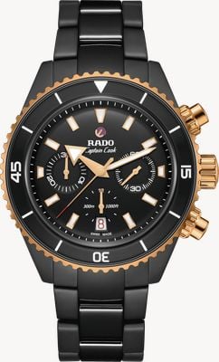 RADO Captain Cook Hochleistungskeramik-Chronograph (43 mm) schwarzes Zifferblatt / schwarzes Hochleistungskeramik-Armband Uhr R32190153