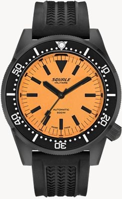 Squale 1521 Automatik DLC (42mm) vollständiges Luminous-Zifferblatt Orange / schwarzes Gummiarmband Uhr 1521DLCFOR.VO