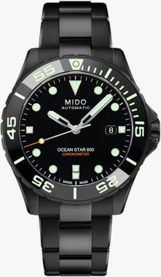 MIDO Ocean Star 600 Cronometro Edizione Speciale (43,5 mm) quadrante nero / bracciale acciaio inox PVD nero orologio M0266083305100