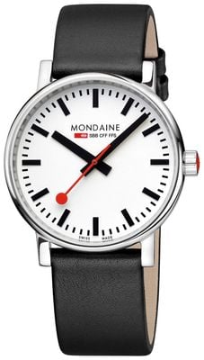 Mondaine Relógio oficial Swiss Railways Evo2 (40 mm) com mostrador branco e pulseira de couro vegano preto cor uva. MSE.40110.LBV
