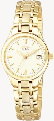 Citizen Eco-drive pour femme en acier inoxydable plaqué or EW1262-55P