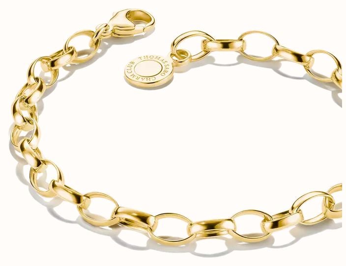 Thomas Sabo THOMAS SABO Charm Club Original Yellow Gold Tone Plated Oval Link Charm Bracelet X0031-S02-39-L17 - vista alternativa 2