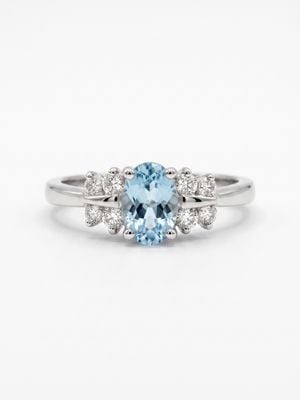 Vogel 18ct White Gold Diamond And Aqua Ring J81277