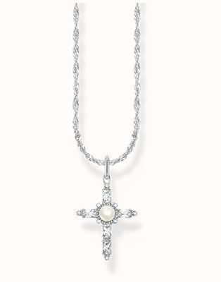 Thomas Sabo Silver necklace with white cross pendant Cross Romance KE2296-167-14-L45V