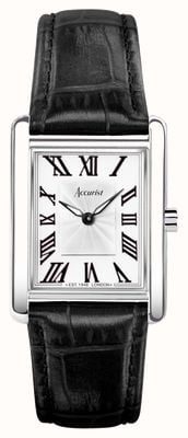 Accurist Rectangle Womens | White Dial| Black Leather Strap 71001